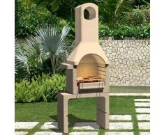 vidaXL Holzkohle-Grillkamin aus Beton mit Rauchabzug