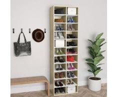 vidaXL Schuhschrank Weiß und Sonoma-Eiche 54×34×183 cm Spanplatte