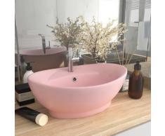 vidaXL Luxus-Waschbecken Überlauf Oval Matt-Rosa 58,5x39 cm Keramik