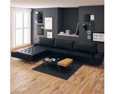 vidaXL Sofa in L-Form Retro Kunstleder Schwarz XXL 326 x 163 x 83 cm