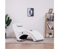 vidaXL Massage Chaiselongue mit Kissen Weiß Kunstleder