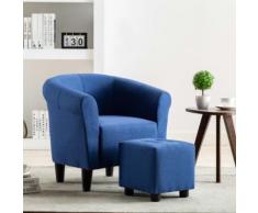 vidaXL 2-tlg. Sessel und Hocker Set Blau Stoff
