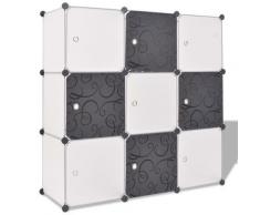 vidaXL Regalsystem Würfelregal mit 9 Fächern Schwarz und Weiß