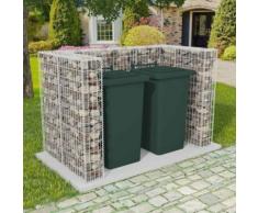vidaXL Gabionen-Mülltonnenverkleidung für 2 Tonnen Stahl 180x100x120cm