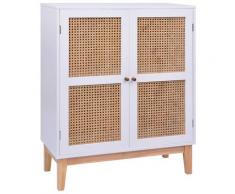 vidaXL Sideboard Weiß 80x35x100 cm MDF und Rattan