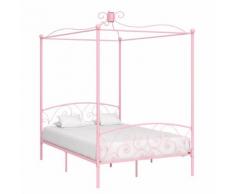 vidaXL Himmelbett-Gestell Rosa Metall 120 x 200 cm