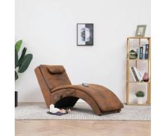 vidaXL Massage Chaiselongue mit Kissen Braun Wildleder-Optik
