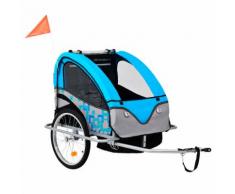 vidaXL 2-in-1 Kinder Fahrradanhänger & Kinderwagen Blau und Grau