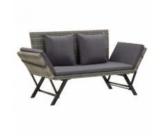 vidaXL Gartenbank mit Auflagen 176 cm Grau Poly Rattan