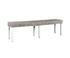 vidaXL Sitzbank 160 cm Weiß Natur Kubu-Rattan und Massivholz Mango