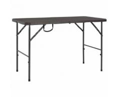 vidaXL Klappbarer Gartentisch Braun 120x60x74 cm HDPE Rattan-Look