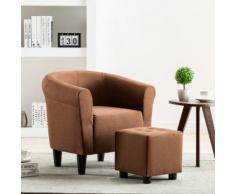 vidaXL 2-tlg. Sessel und Hocker Set Braun Stoff
