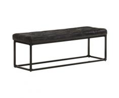 vidaXL Bank 122 cm Schwarz Echtleder