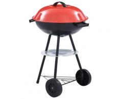 vidaXL Tragbarer XXL-Holzkohle-Kugelgrill mit Rädern 44 cm