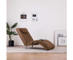 vidaXL Massage Chaiselongue mit Kissen Braun Wildleder-Optik