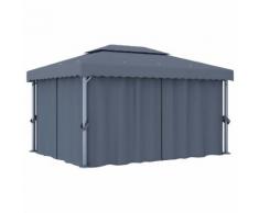 vidaXL Pavillon mit Vorhang 4x3 m Anthrazit Aluminium