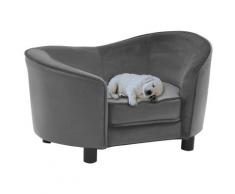 vidaXL Hundesofa Grau 69x49x40 cm Plüsch und Kunstleder