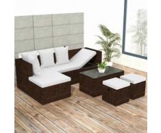 vidaXL 4-tlg. Garten-Lounge-Set mit Auflagen Poly Rattan Braun