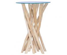 vidaXL Couchtisch mit Glasplatte 35x35x50 cm Massivholz Teak