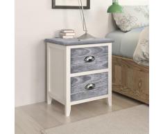 vidaXL Nachttisch Grau und Weiß 38×28×45 cm Paulownia Holz
