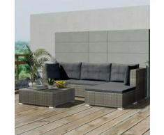 vidaXL 5-tlg. Garten-Lounge-Set mit Auflagen Poly Rattan Grau