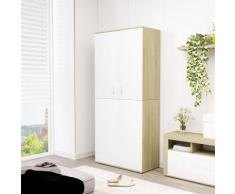 vidaXL Schuhschrank Weiß & Sonoma-Eiche 80x39x178 cm Spanplatte