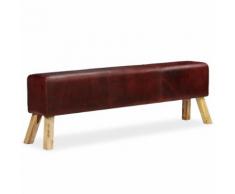 vidaXL Sitzbank Echtleder Braun 160 x 28 x 50 cm