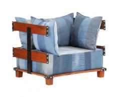 vidaXL Sessel 80x67x62 cm Jeansstoff und Mango-Massivholz