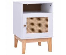 vidaXL Nachttisch Weiß 40x40x61 cm MDF und Rattan