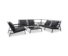 vidaXL 5-tlg. Garten-Lounge-Set mit Auflagen Aluminium Dunkelgrau