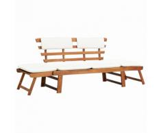 vidaXL Gartenbank 2-in-1 mit Polstern 190 cm Massivholz Akazie