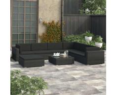 vidaXL 8-tlg. Garten-Lounge-Set mit Auflagen Poly Rattan Schwarz