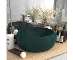 vidaXL Luxuriöses Waschbecken Rund Matt Dunkelgrün 40x15 cm Keramik