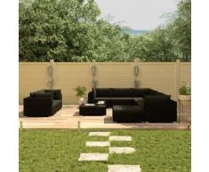 vidaXL 10-tlg. Garten-Lounge-Set mit Auflagen Poly Rattan Schwarz