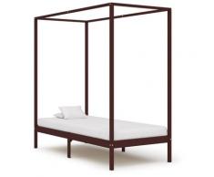 vidaXL Himmelbett-Gestell Dunkelbraun Massivholz Kiefer 100 x 200 cm