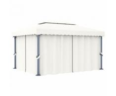 vidaXL Pavillon mit Vorhang 4x3 m Cremeweiß Aluminium