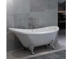 vidaXL Freistehende Badewanne und Wasserhahn 204 L 99,5 cm Silbern