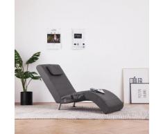vidaXL Massage Chaiselongue mit Kissen Grau Kunstleder