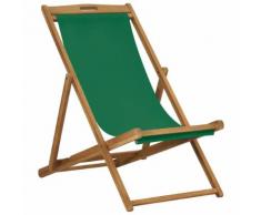 vidaXL Strandstuhl Klappbar Massivholz Teak Grün