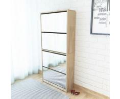vidaXL Schuhschrank mit 4 Fächern Spiegel Eiche 63×17×134 cm