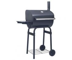 vidaXL Holzkohlegrill Smoker mit Unterer Ablage Schwarz