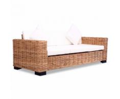 vidaXL 3-Sitzer-Sofa Natürliches Rattan