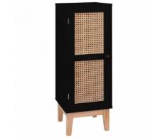 vidaXL Sideboard Schwarz 35x35x100 cm MDF und Rattan