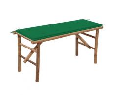 vidaXL Klappbare Gartenbank mit Auflage 118 cm Bambus