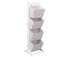 vidaXL 4-stufiges Korbregal Blumenmuster 35 x 35 x 125 cm Holz