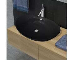 vidaXL Luxuriöses Keramik Waschbecken Oval Schwarz