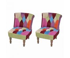 vidaXL Französischer Sessel 2 Stk. Patchwork-Design Stoff