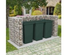 vidaXL Gabionen-Mülltonnenverkleidung für 3 Tonnen Stahl 250x100x120cm