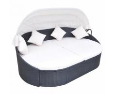 vidaXL Outdoor-Sonneninsel mit Sonnendach Poly Rattan Schwarz