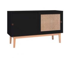 vidaXL Sideboard Schwarz 130x40x80 cm MDF und Rattan